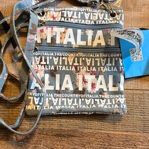 Italia Crossbody Bag with Text Print